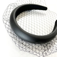 Load image into Gallery viewer, Headband Veil for Bride Wedding White/Black Wide Leathery