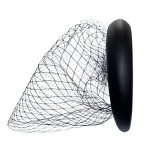 Load image into Gallery viewer, Headband Veil for Bride Wedding White/Black Wide Leathery