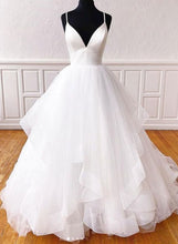 Load image into Gallery viewer, White Prom Dress 2023 Spaghetti Straps Cascading Ruffles