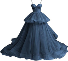 Load image into Gallery viewer, Puffy Prom Dress 2023 Ball Gowns Sweetheart Neck Horsehair Tulle Spaghetti Straps Corset Back