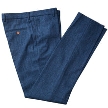 Load image into Gallery viewer, Men's Suit Wool Blue Herringbone 3 Piece Jacket Pants Vest Wedding Suits for Groomsmen