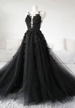 Load image into Gallery viewer, Black Prom Dress 2023 Plunging Neck Appliques