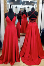 Load image into Gallery viewer, Red Prom Dress 2023 Taffeta Corset Back with Slit