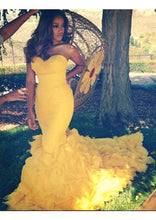 Load image into Gallery viewer, Yellow Prom Dress 2023 Strapless Ruffles Sweetheart