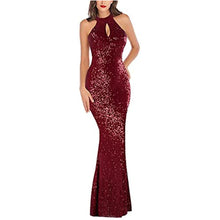 Load image into Gallery viewer, Sequin Prom Dress 2023 Halter Neck Hollow Long