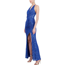 Load image into Gallery viewer, Royal Blue Prom Dress 2023 Halter Neck Open Back Sequin
