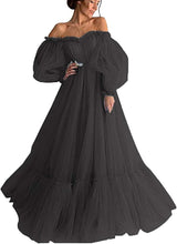 Load image into Gallery viewer, Long Puffy Sleeve Prom Dress 2023 Off the Shoulder A-line Sweetheart Neck for Women Corset Back