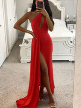 Load image into Gallery viewer, Red Prom Dress 2023 Sexy One-shoulder Hollow with Slit
