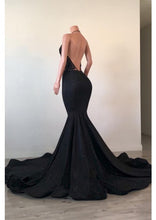 Load image into Gallery viewer, Black Prom Dress 2023 Halter Neck Sexy with Pleats