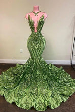 Load image into Gallery viewer, Green Prom Dress 2023 Sleeveless Sexy Plunging Neck