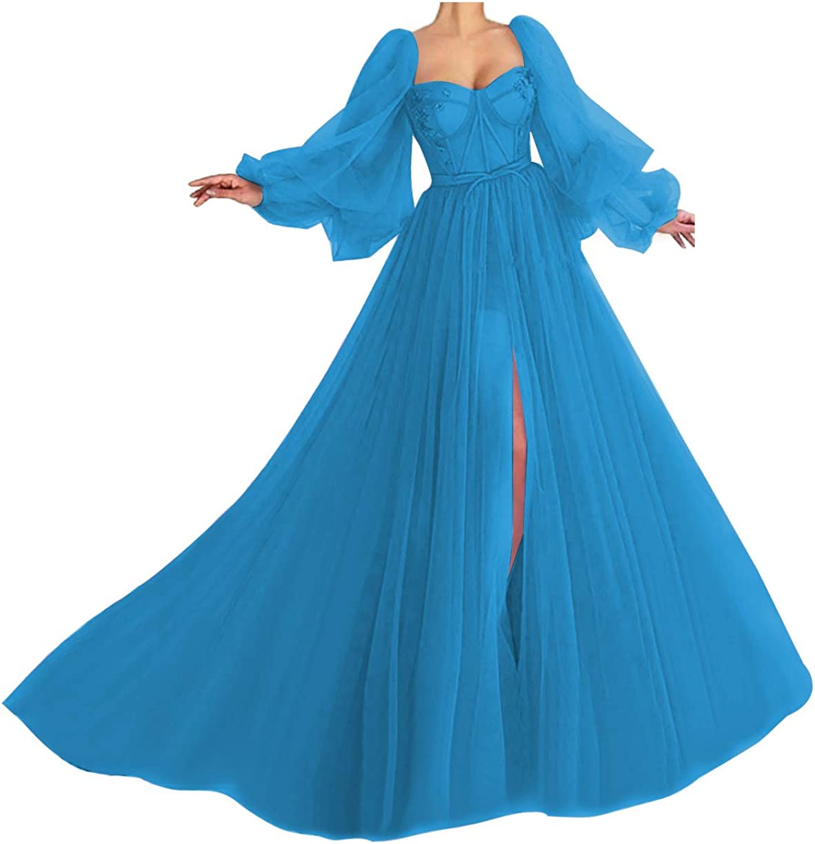 Puffy Prom Dress 2023 A-line Sweetheart Tulle with Split Corset Back –  DCdress