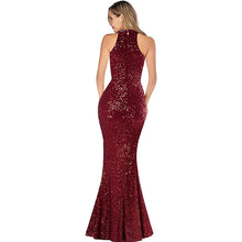 Load image into Gallery viewer, Sequin Prom Dress 2023 Halter Neck Hollow Long