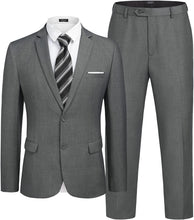 Load image into Gallery viewer, Men's Suit for Groomsmen Wedding 2 Piece Notched Tuxedo Business Classic Groom Suits Grey Black Blue