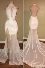 Load image into Gallery viewer, White Prom Dress 2023 Sexy Halter Neck Tulle with Slit