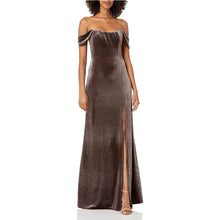 Load image into Gallery viewer, Prom Dress 2023 Velvet Off the Shoulder Slit