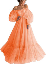 Load image into Gallery viewer, Long Puffy Sleeve Prom Dress 2023 Off the Shoulder A-line Sweetheart Neck for Women Corset Back