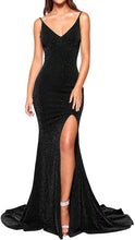 Load image into Gallery viewer, Prom Dress 2023 High Slit Backless Spaghetti Straps Sequin