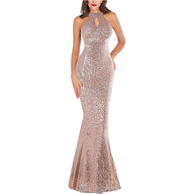 Load image into Gallery viewer, Sequin Prom Dress 2023 Halter Neck Hollow Long