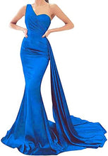 Load image into Gallery viewer, Prom Dresses 2023 for Women One Shoulder Mermaid Satin Draping Lace Up Back