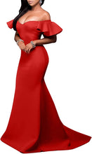 Load image into Gallery viewer, Prom Dress 2023 Off the Shoulder Ruffles Sleeves
