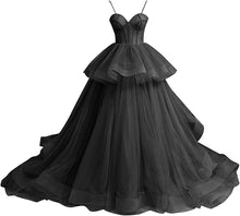 Load image into Gallery viewer, Puffy Prom Dress 2023 Ball Gowns Sweetheart Neck Horsehair Tulle Spaghetti Straps Corset Back