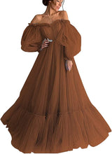 Load image into Gallery viewer, Long Puffy Sleeve Prom Dress 2023 Off the Shoulder A-line Sweetheart Neck for Women Corset Back