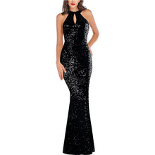 Load image into Gallery viewer, Sequin Prom Dress 2023 Halter Neck Hollow Long