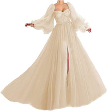 Load image into Gallery viewer, Puffy Prom Dress 2023 A-line Sweetheart Tulle with Split Corset Back