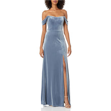 Load image into Gallery viewer, Prom Dress 2023 Velvet Off the Shoulder Slit