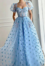 Load image into Gallery viewer, Elegant Prom Dress 2023 Short Puffy Sleeves Zipper Up