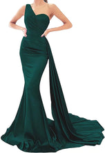 Load image into Gallery viewer, Prom Dresses 2023 for Women One Shoulder Mermaid Satin Draping Lace Up Back