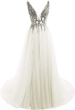 Load image into Gallery viewer, Prom Dress 2023 Plunging Neck Beaded with Slit