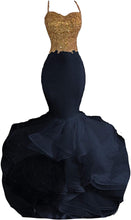 Load image into Gallery viewer, Long Prom Dress 2023 Mermaid Spaghetti Straps Sequin with Ruffles Corset Back
