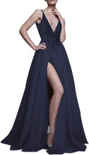 Load image into Gallery viewer, Prom Dress 2023 Plunging Neck Beaded with Slit