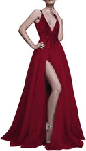 Load image into Gallery viewer, Prom Dress 2023 Plunging Neck Beaded with Slit