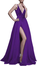 Load image into Gallery viewer, Prom Dress 2023 Plunging Neck Beaded with Slit