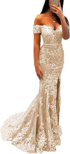 Load image into Gallery viewer, Prom Dress 2023 Off the Shoulder Lace with Slit