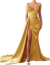 Load image into Gallery viewer, Prom Dress 2023 Strapless High Split Satin