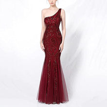 Load image into Gallery viewer, Red Prom Dress 2023 One-shoulder Sequin Tulle