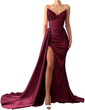 Load image into Gallery viewer, Prom Dress 2023 Strapless High Split Satin
