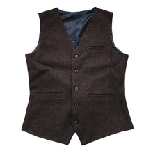 Load image into Gallery viewer, Coffee Herringbone Tweed Wedding Vest for Groomsmen