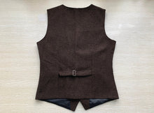 Load image into Gallery viewer, Coffee Herringbone Tweed Wedding Vest for Groomsmen