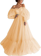 Load image into Gallery viewer, Long Puffy Sleeve Prom Dress 2023 Off the Shoulder A-line Sweetheart Neck for Women Corset Back