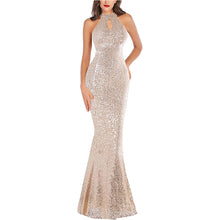 Load image into Gallery viewer, Sequin Prom Dress 2023 Halter Neck Hollow Long