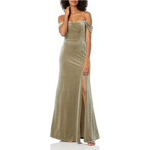 Load image into Gallery viewer, Prom Dress 2023 Velvet Off the Shoulder Slit