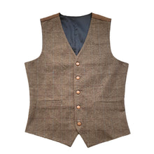 Load image into Gallery viewer, Plaid Brown Satin Back Wedding Vest for Groomsmen