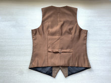 Load image into Gallery viewer, Plaid Brown Satin Back Wedding Vest for Groomsmen
