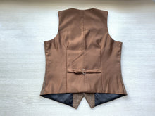 Load image into Gallery viewer, Plaid Brown Satin Back Wedding Vest for Groomsmen