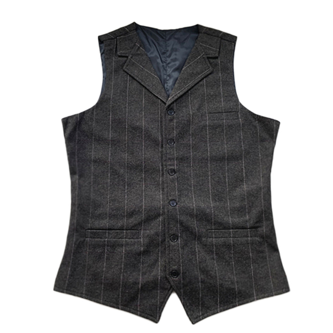 Plaid Coffee Men's Vest for Wedding Party Formal Casual Waistcoat