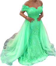 Load image into Gallery viewer, Prom Dress 2023 Long Off The Shoulder Mermaid A-line Lace Corset Back